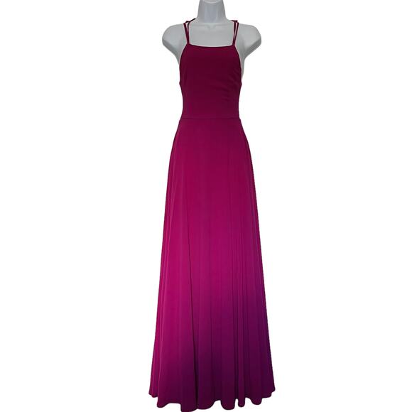 Lulus Strappy to be Here Maxi Dress Sz Small Fuchsia Corsette Apron Neck Prom - Picture 16 of 16